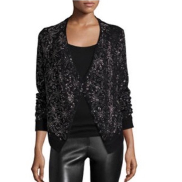 Alice + Olivia Neiman Marcus Exclusive Open cardigan Embellished Women's Medium - Picture 6 of 9